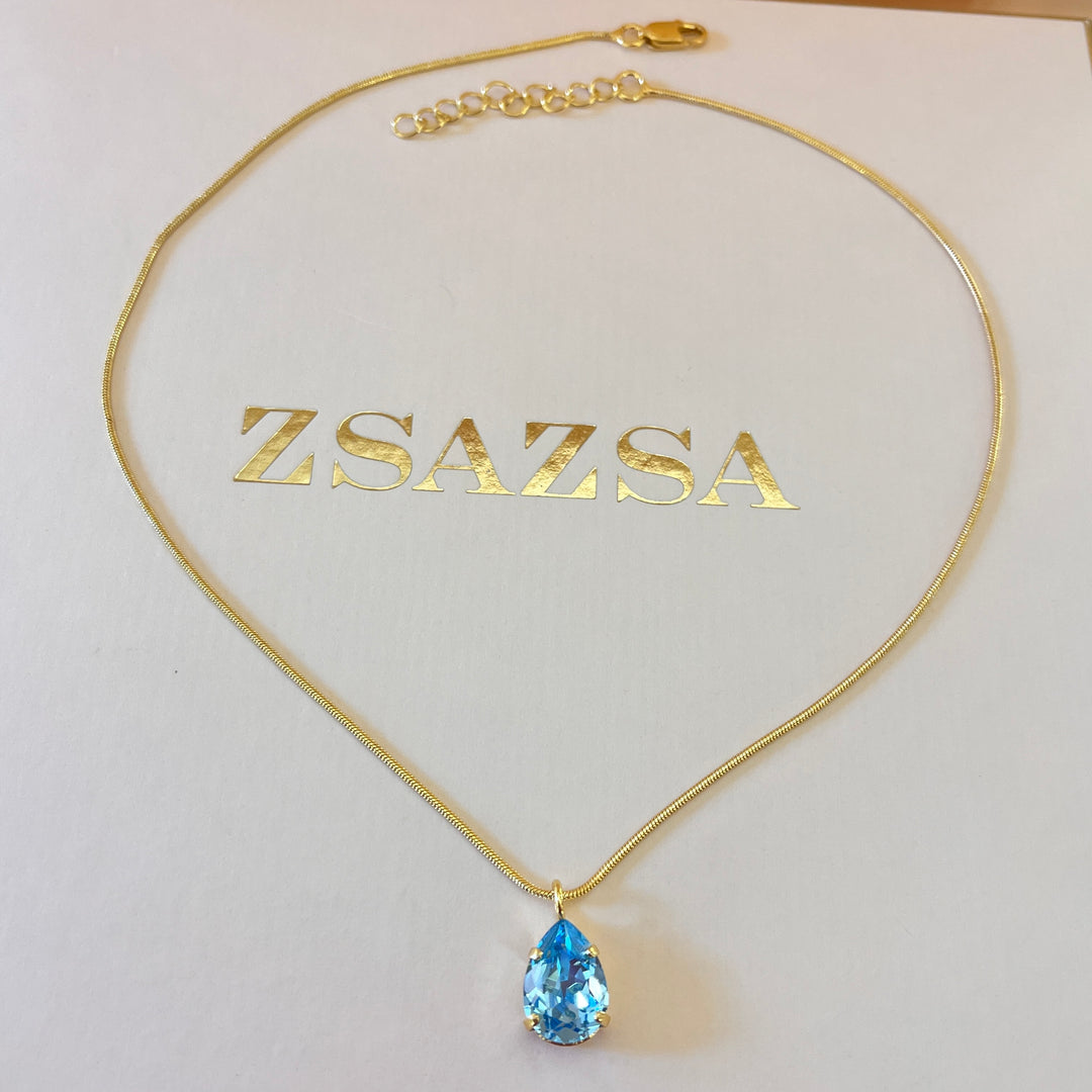 Turquoise teardrop Swarovski crystals pendant