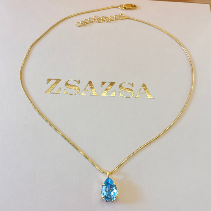 Turquoise teardrop Swarovski crystals pendant