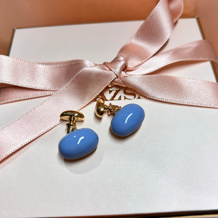 light blue gold plated 2 in 1 earrings