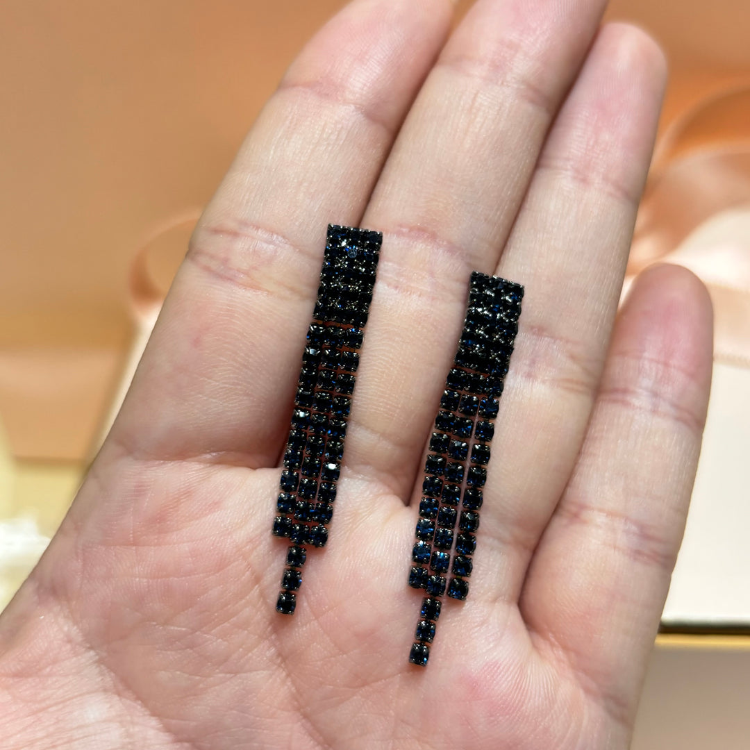 Fringe navy blue rhinestone set