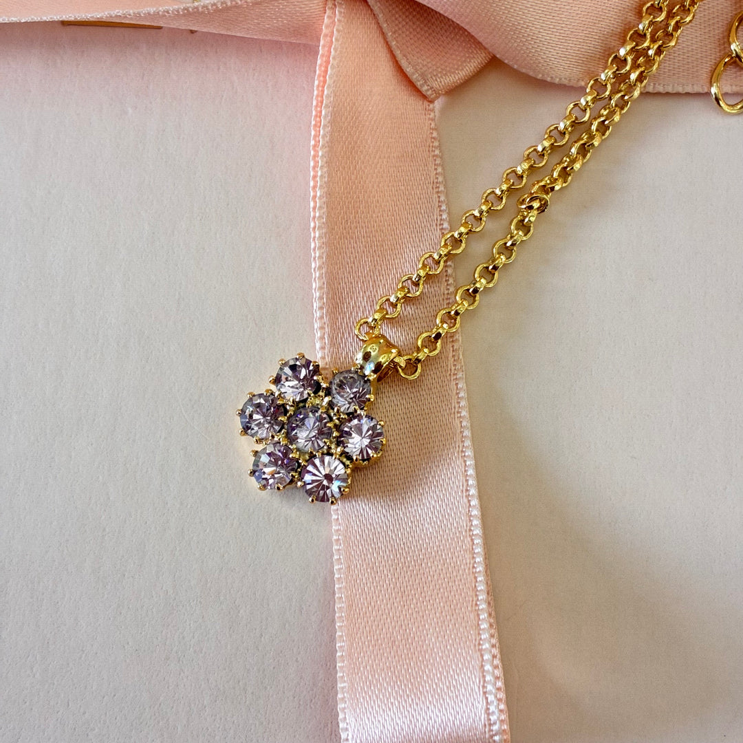 Lilac Preciosa crystals gold plated flower set