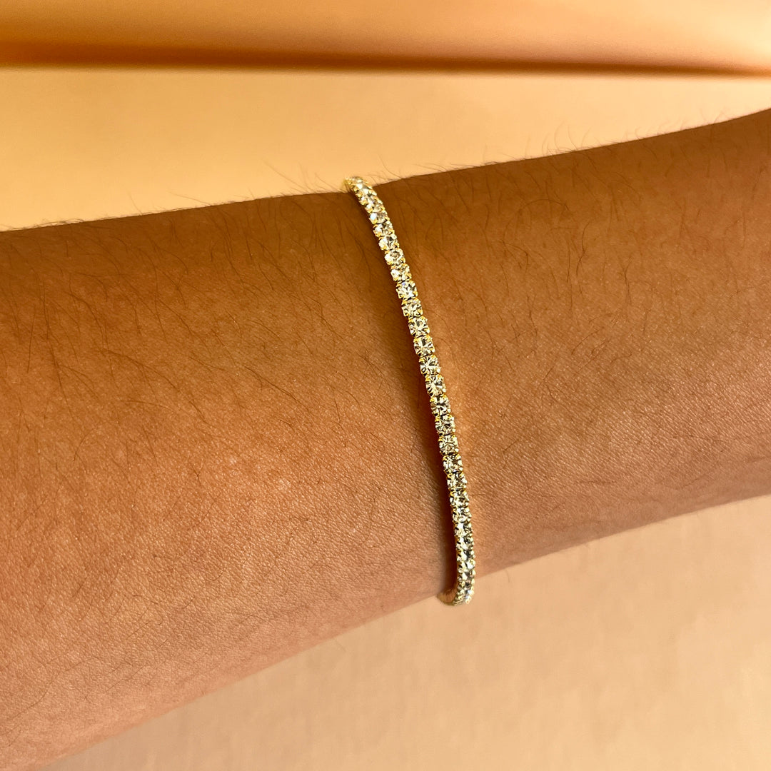 Rhinestone gold plated bangle