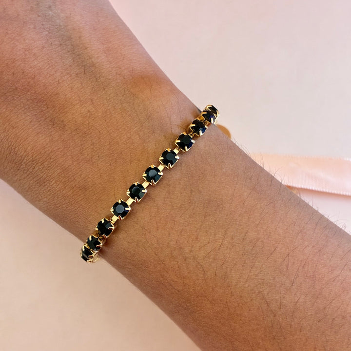 Dainty Black Preciosa crystals bracelet