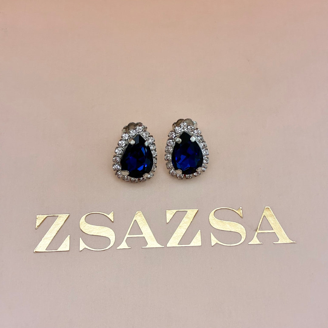 Navy blue Teardrop Preciosa crystals set