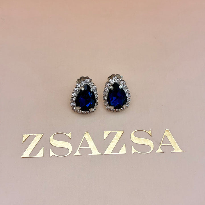 Navy blue Teardrop Preciosa crystals set