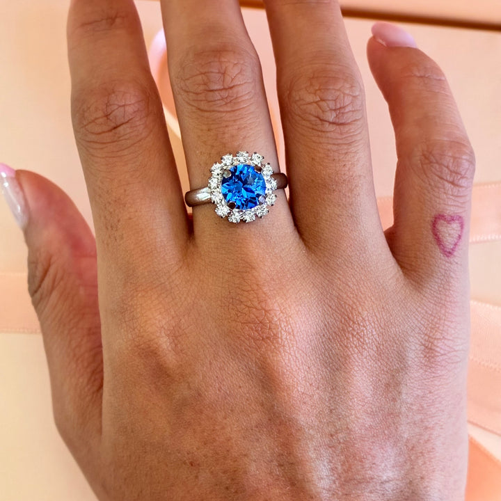 Royal blue dainty Preciosa crystals silver set