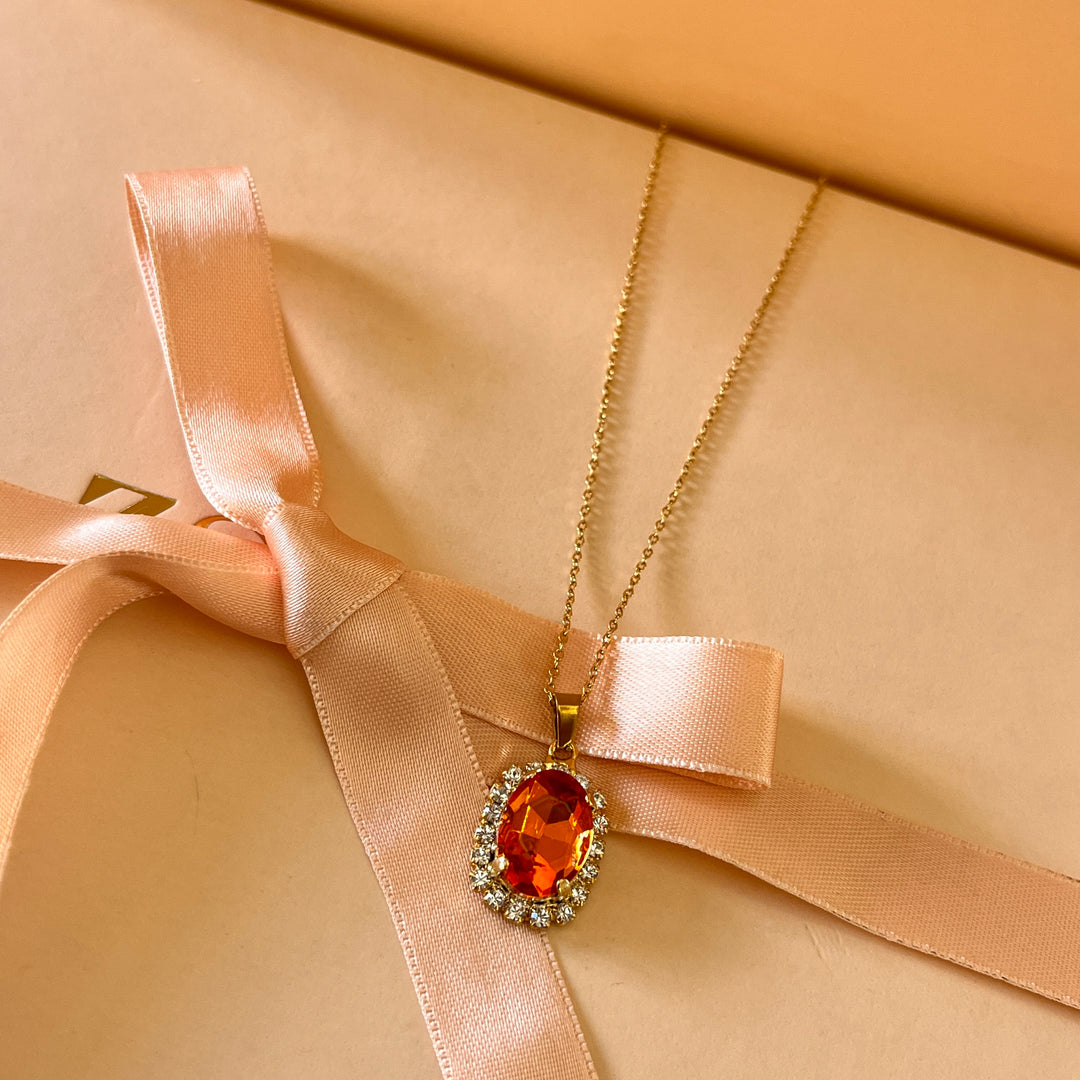 Orange oval Swarovski crystals set