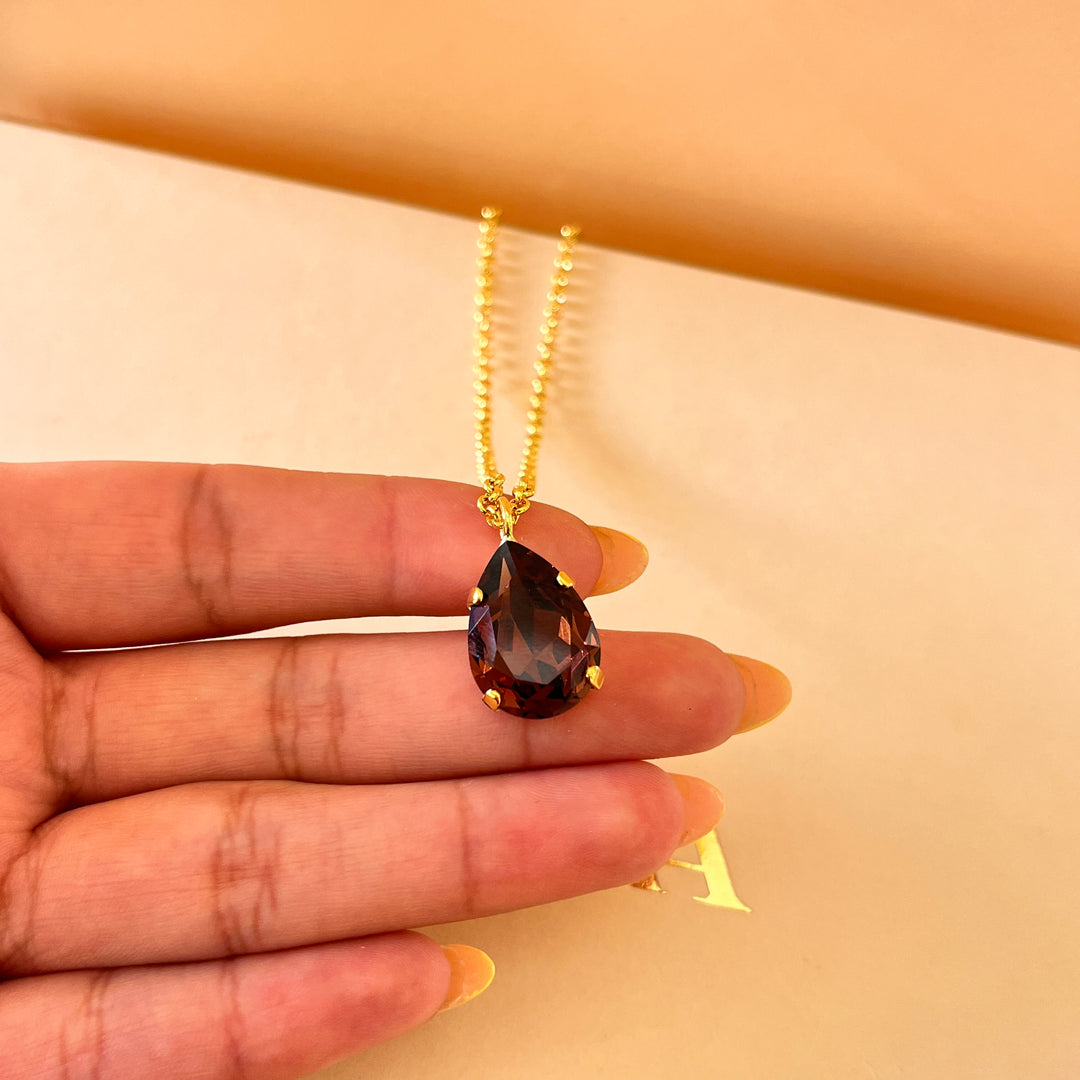 Purple teardrop Preciosa crystals set