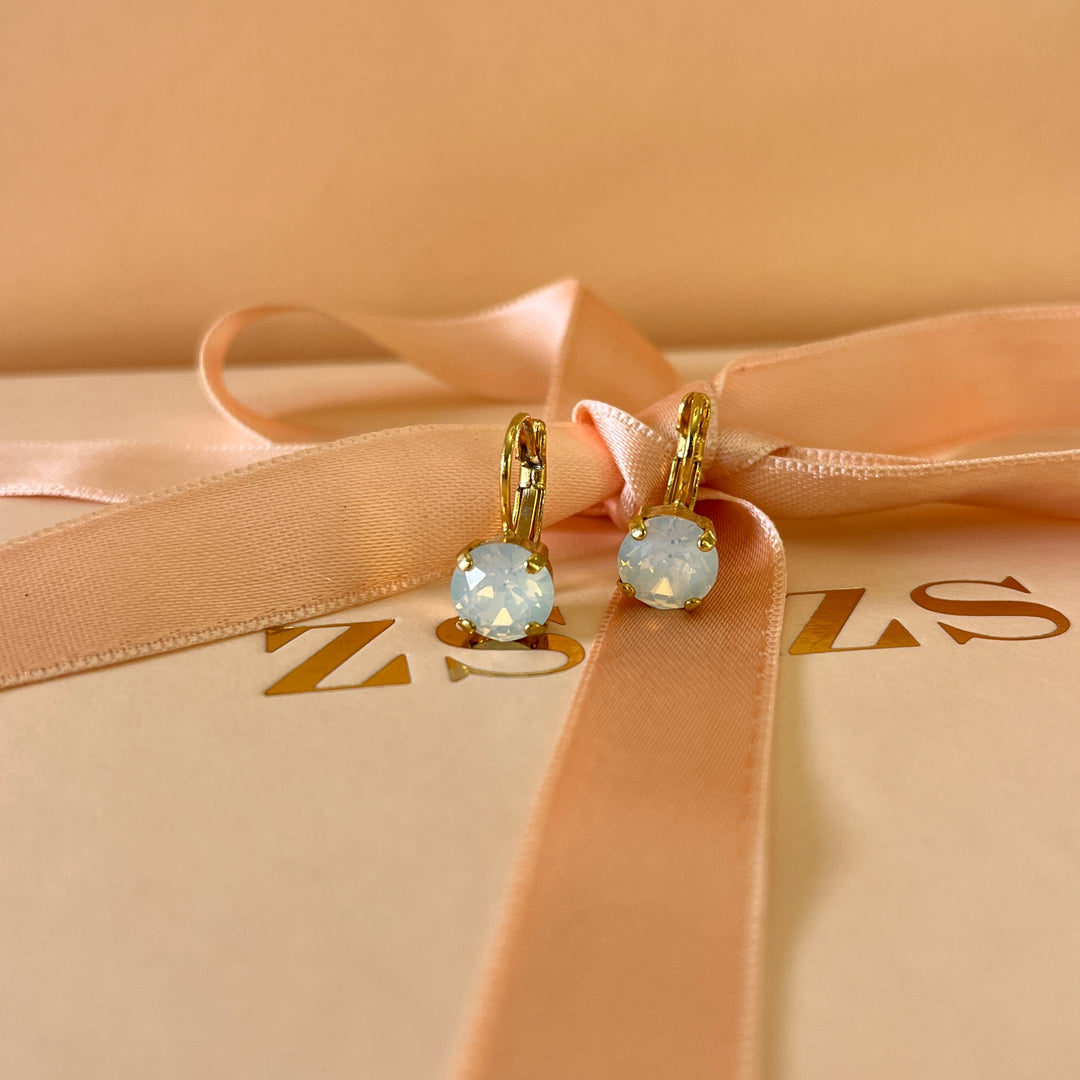 White Swarovski crystals hooks