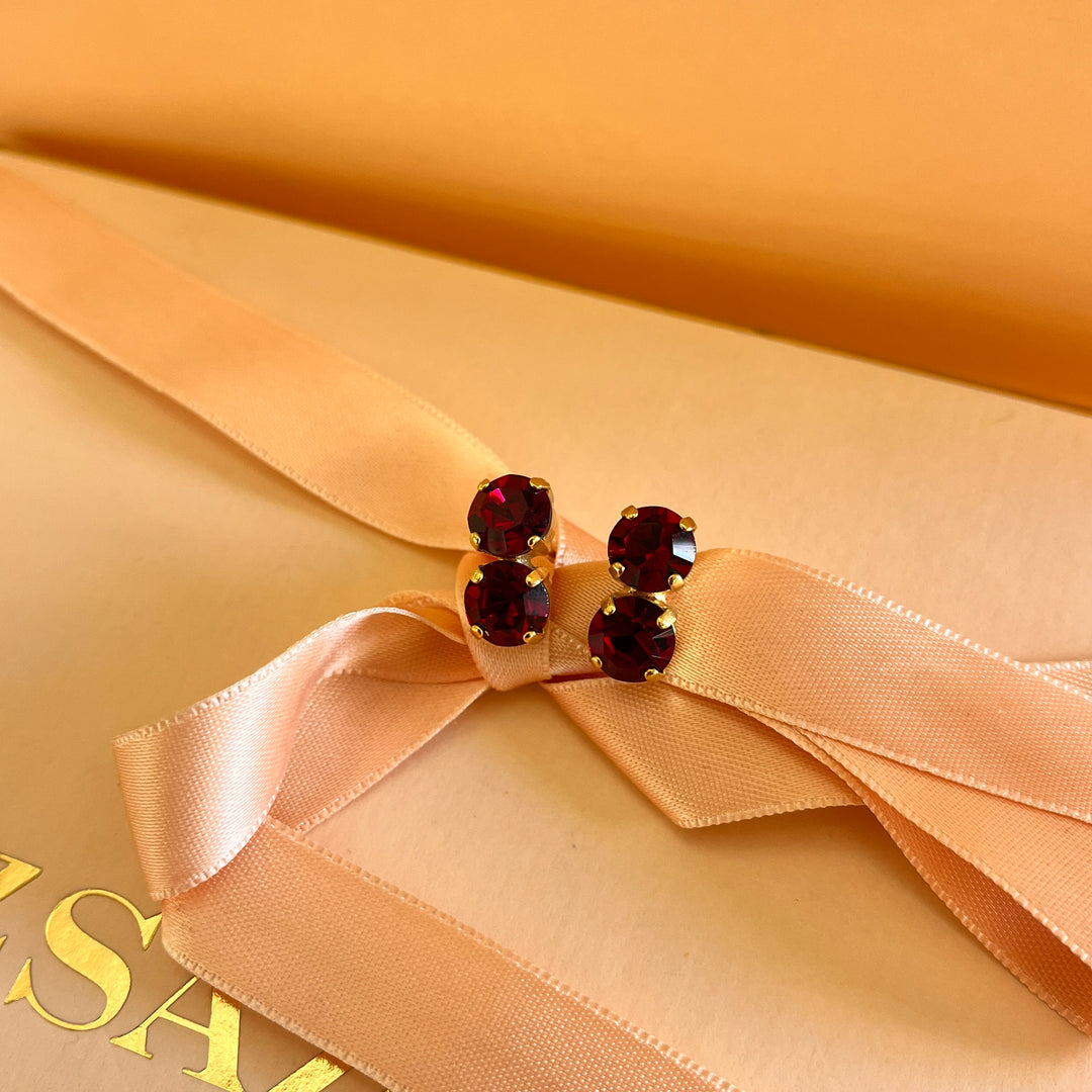 Red Preciosa Crystals studs earrings