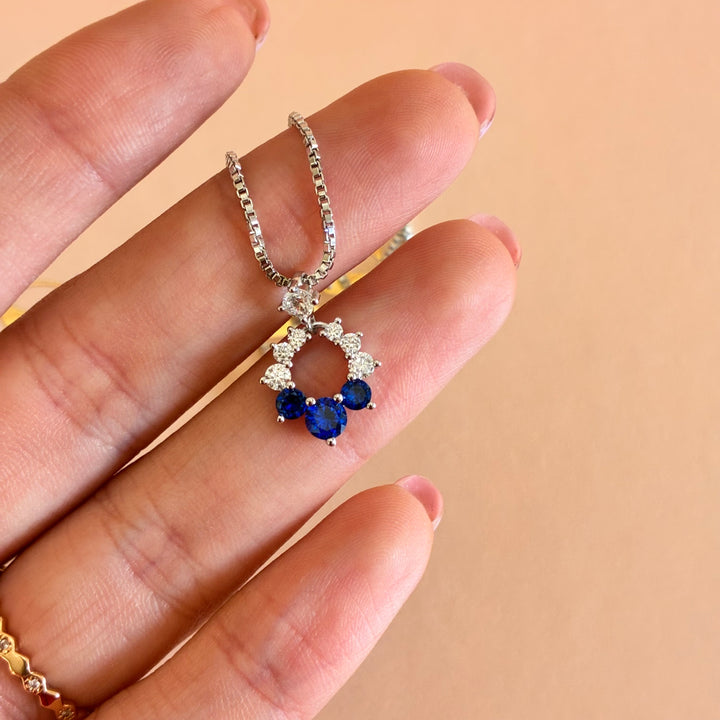 Royal blue zircone silver pendant