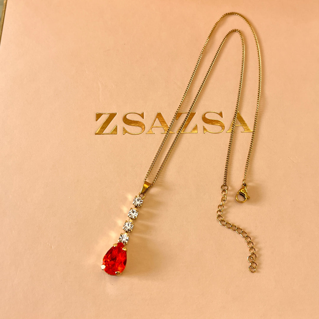 Orange teardrop Preciosa crystals set