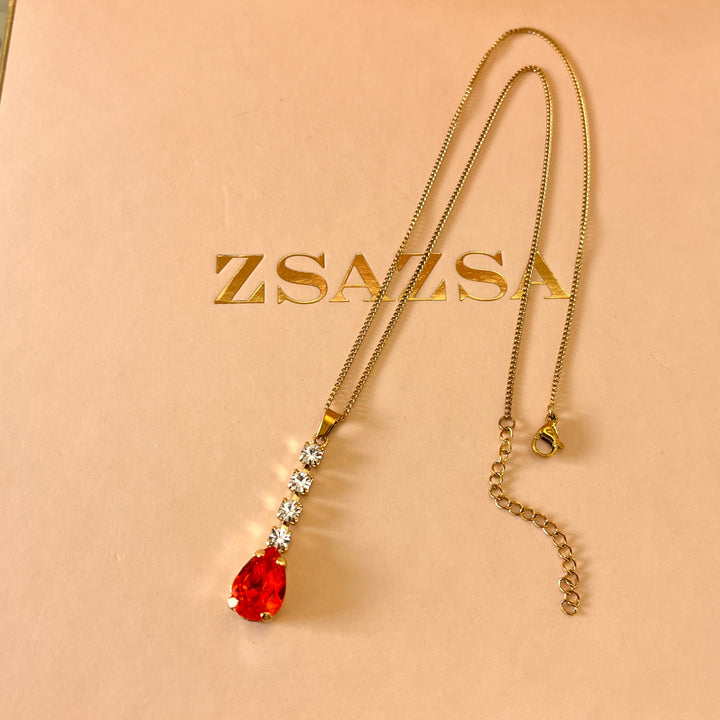 Orange teardrop Preciosa crystals set