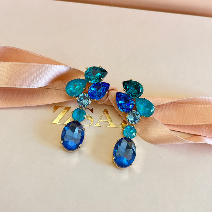 Verdemar and royal blue Swarovski crystals earrings