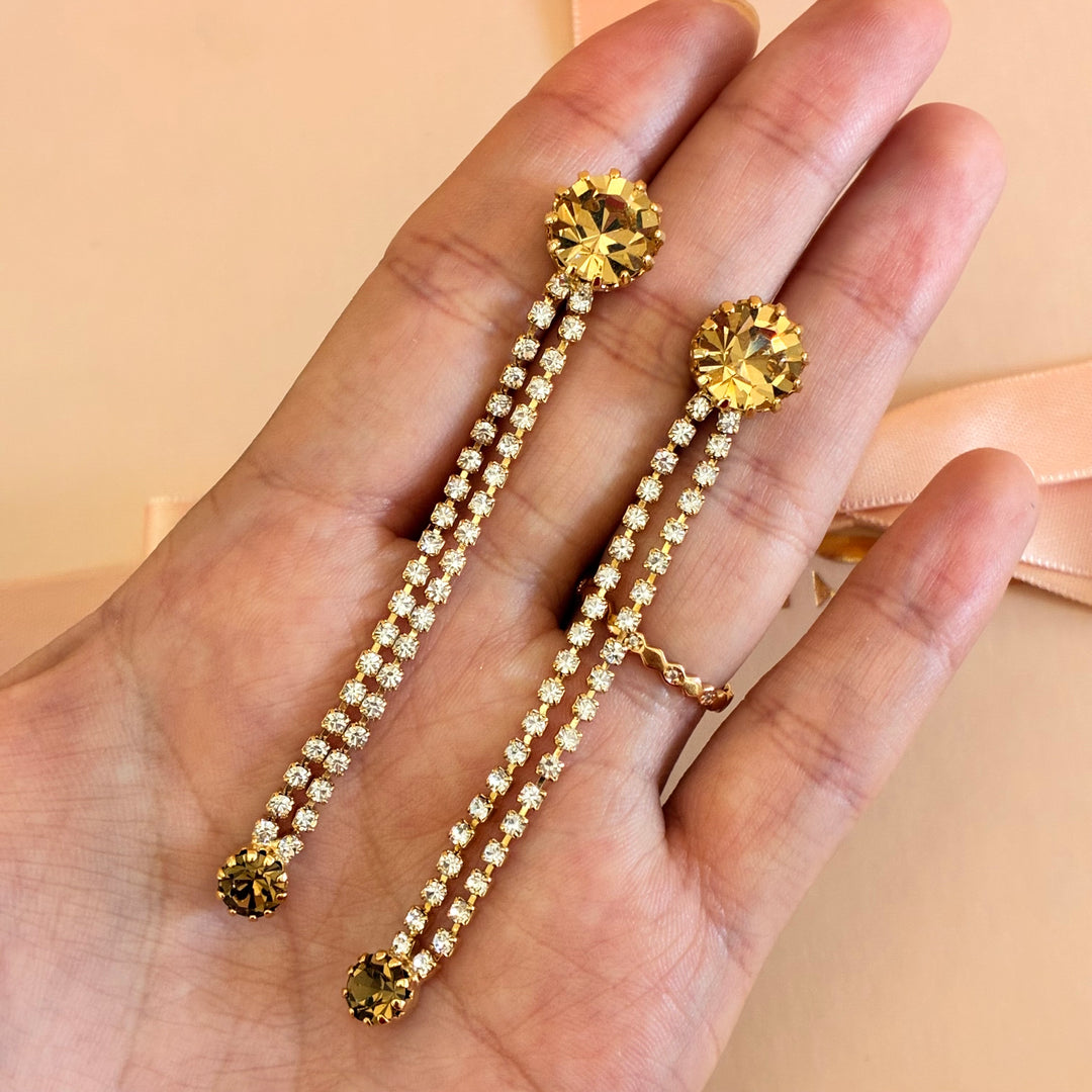 Champagne with bronze Preciosa crystals earrings