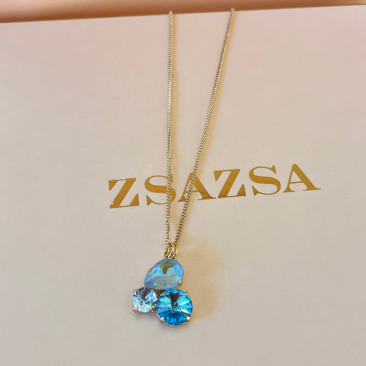 Light blue multi stone Swarovski crystals pendant