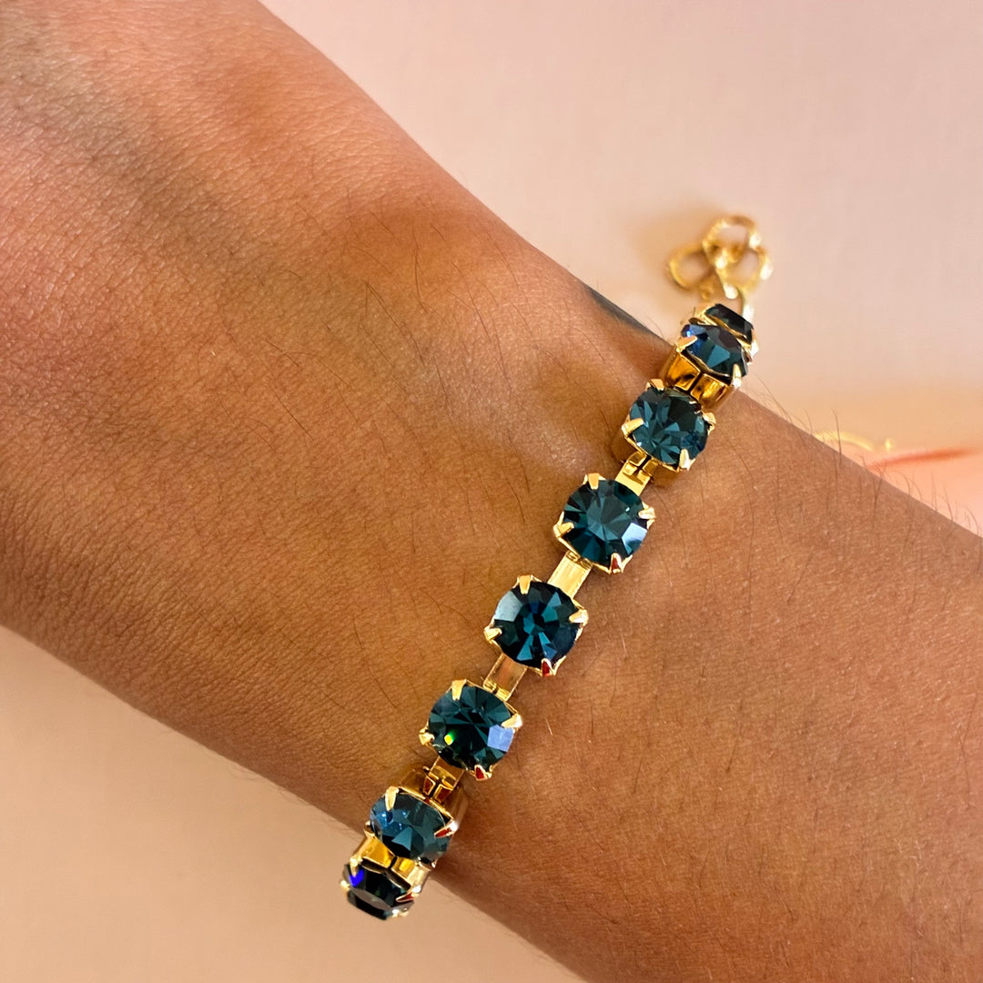 Navy blue Preciosa crystals gold plated bracelet