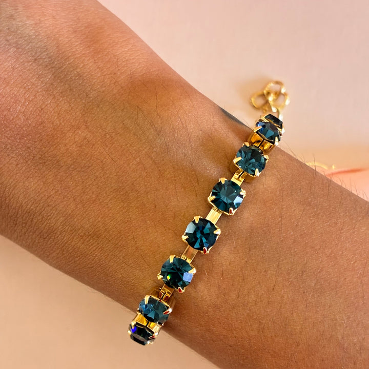 Navy blue Preciosa crystals gold plated bracelet