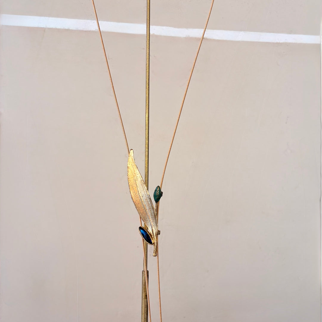 Handmade leafs navy blue Swarovski necklace