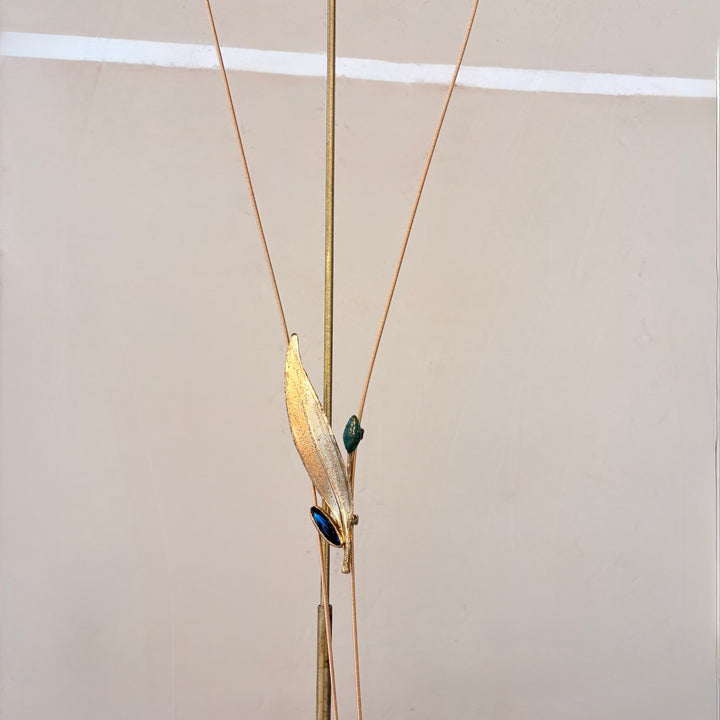 Handmade leafs navy blue Swarovski necklace