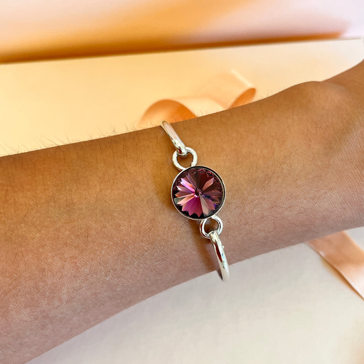 Purple Swarovski crystals hooks and bracelet