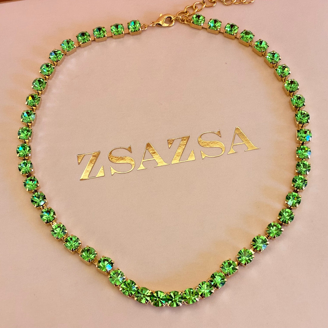 Green Preciosa crystals gold plated set