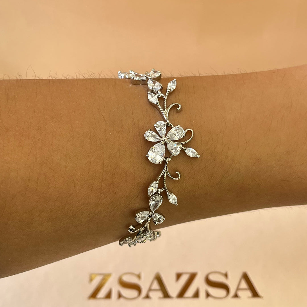 Silver zircone teardrop bracelet