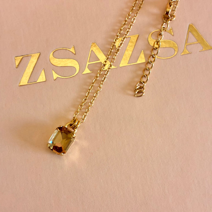 Dainty rectangular Swarovski crystal pendant
