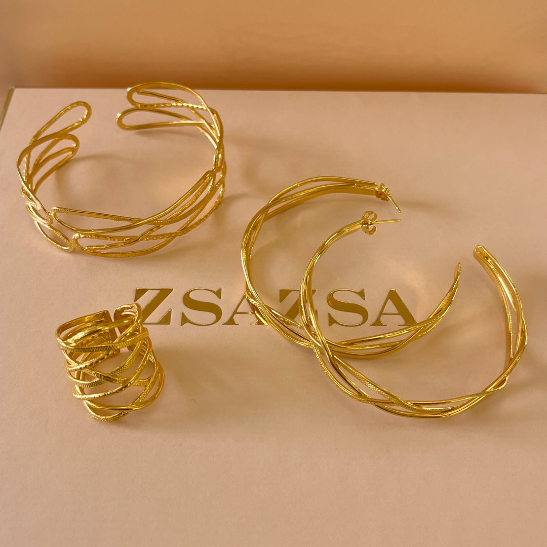 Twisted gold handmade set