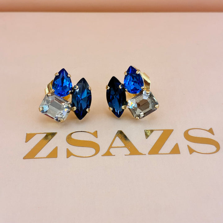 Shade of blue and grey Swarovski crystals set