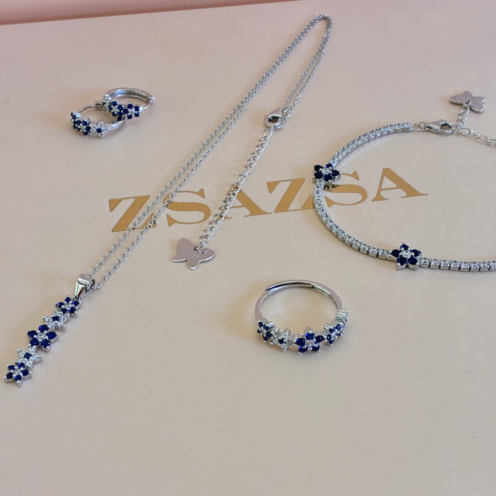 Royal blue sterling silver zircone set