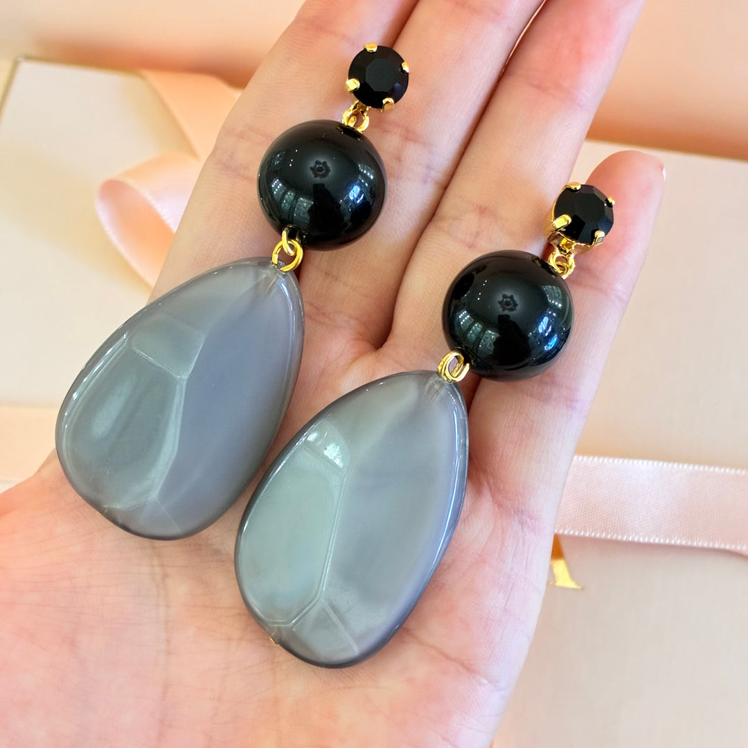 Statement black casual earrings