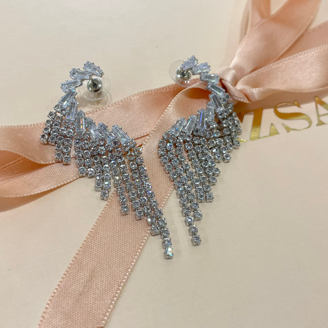 Baguette fringe earrings