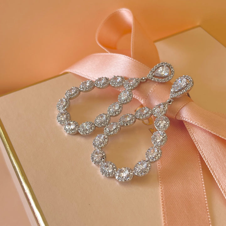 Silver zircone teardrop earrings