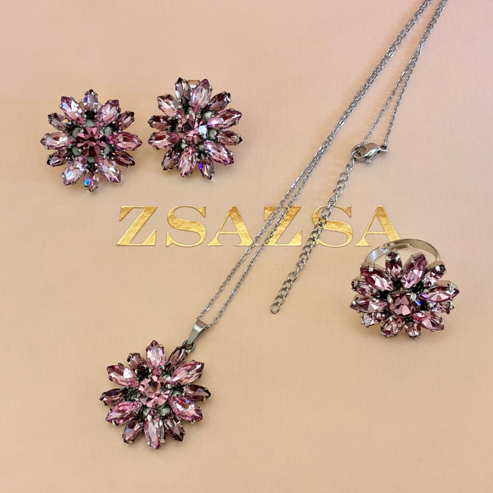 Flowers mauve preciosa crystals set