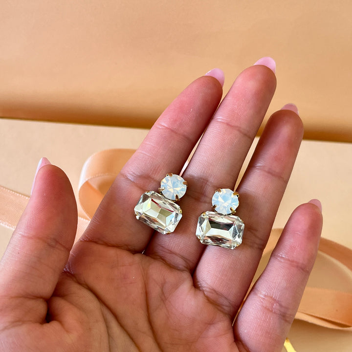 White Swarovski crystals studs