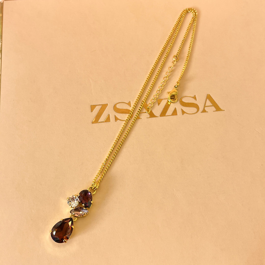 Purple teardrop Swarovski crystals set