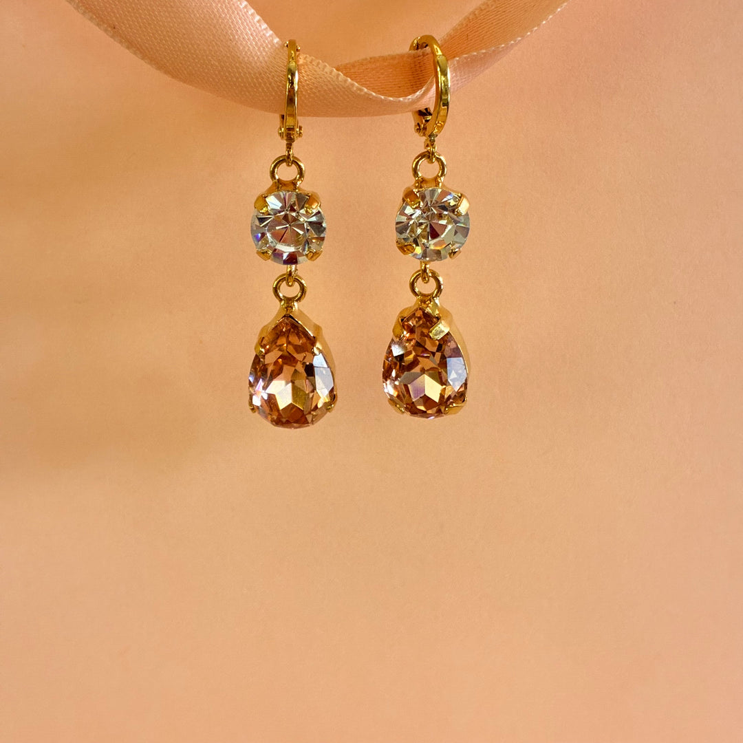 Peach Swarovski crystals hooks