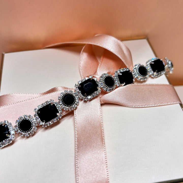 Multistone rhinestone white gold plated bracelet