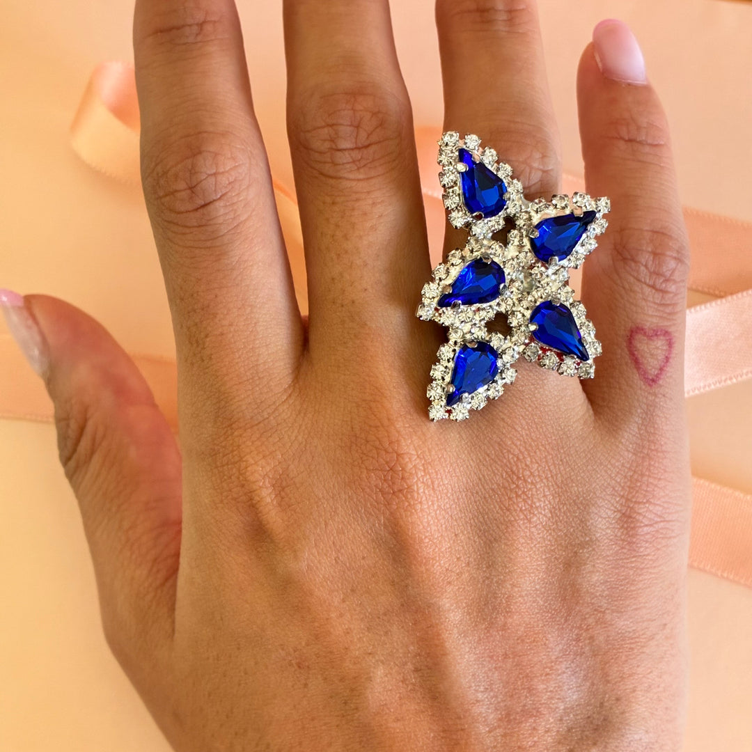 Royal blue Swarovski crystals silver set