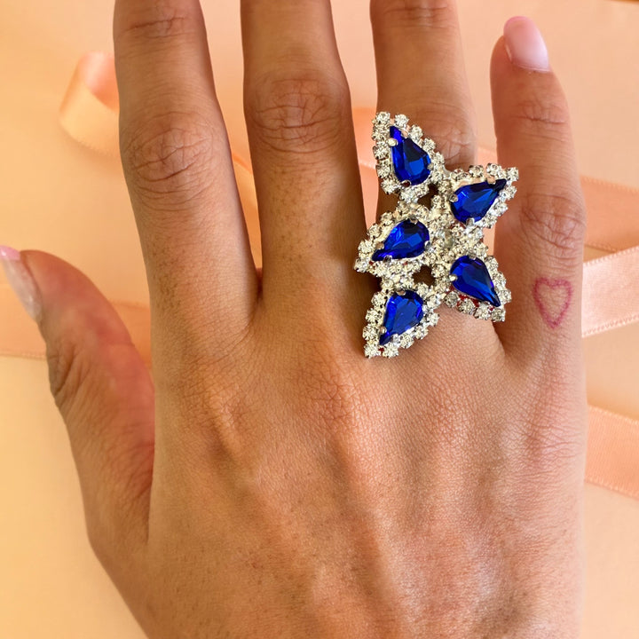 Royal blue Swarovski crystals silver set