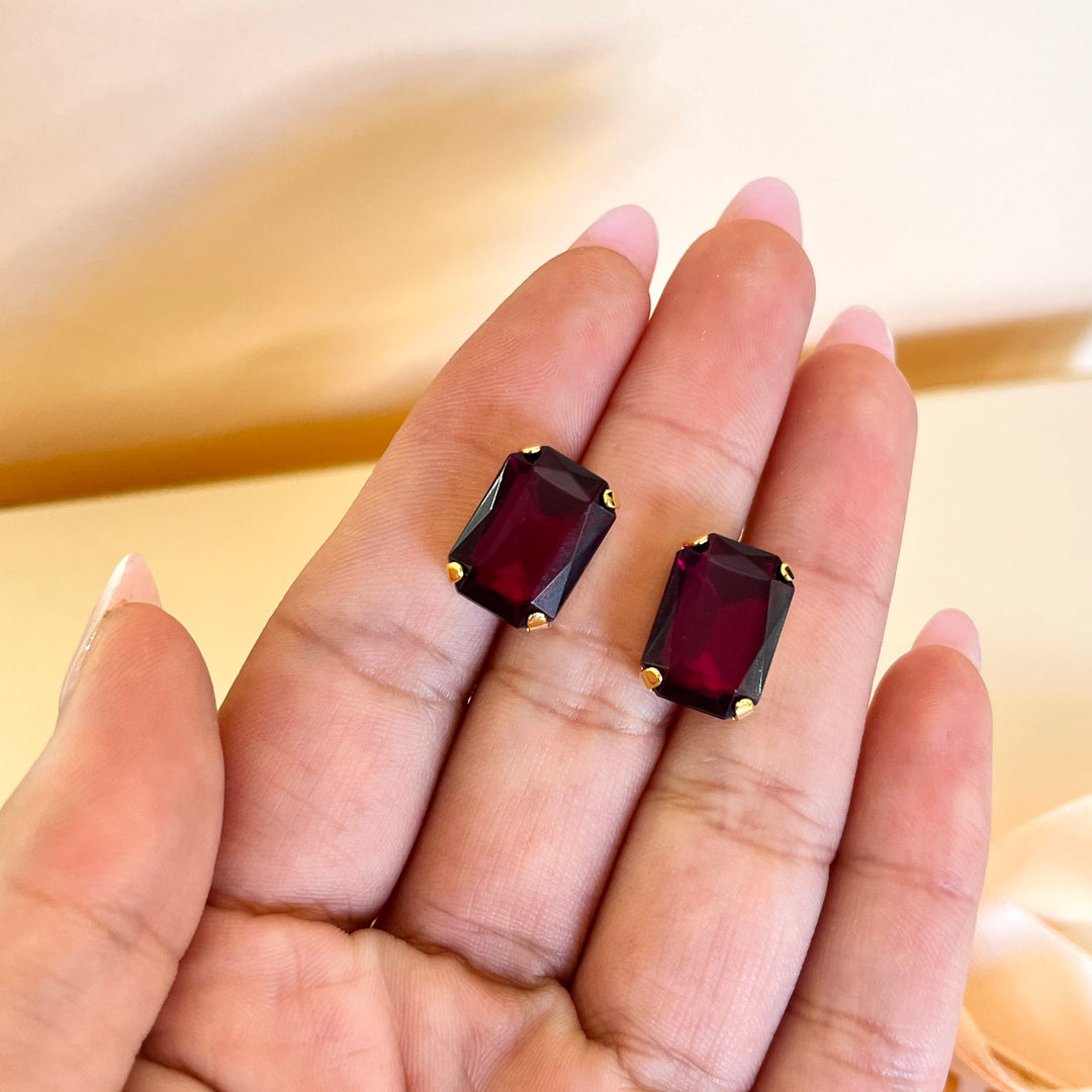 Magenta rectangular Swarovski crystals set