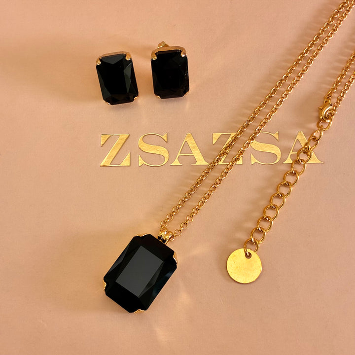 Black rectangular Preciosa crystals set