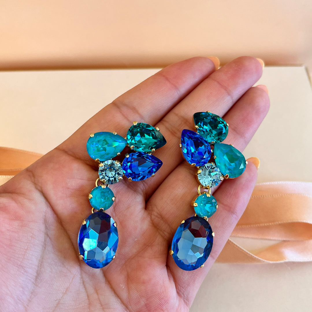 Verdemar and royal blue Swarovski crystals earrings