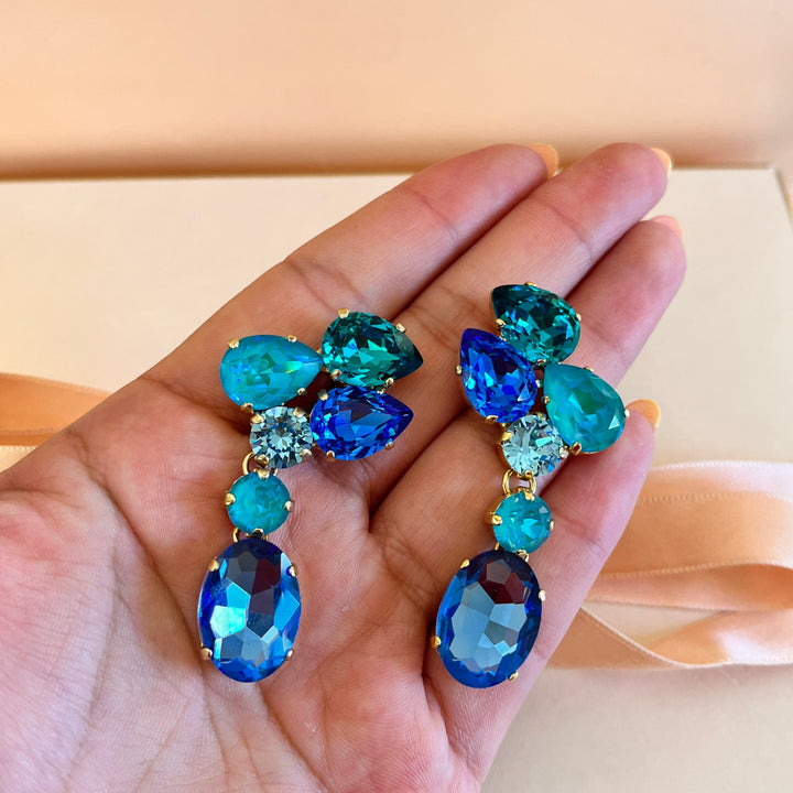 Verdemar and royal blue Swarovski crystals earrings
