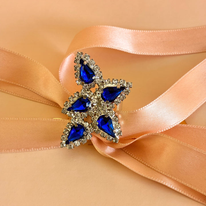 Royal blue Swarovski crystals silver set