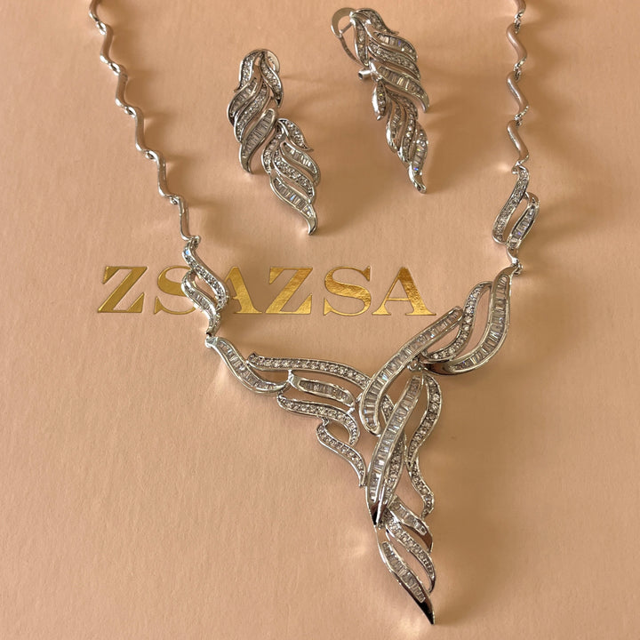 Silver zircone baguette set