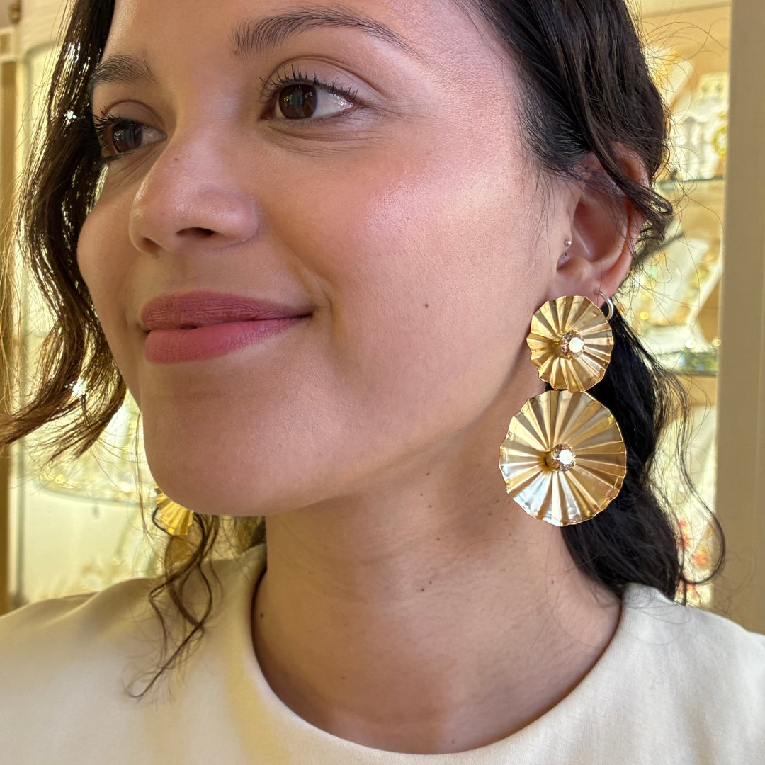 Handmade champagne flowers earrings