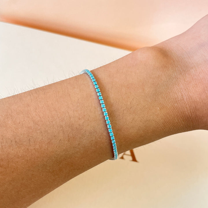 Turquoise tennis zircone bracelet
