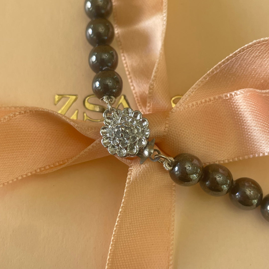 Dark grey Mallorca pearls necklace